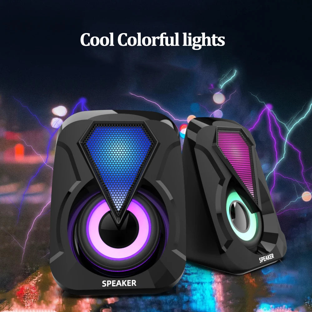 Mini USB Wired Computer Speaker RGB Lighting Desktop Gaming High Volume Home Office Soundbox Colorful Powerful Bass Loudspeaker