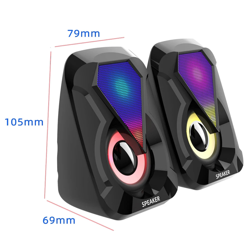 Mini USB Wired Computer Speaker RGB Lighting Desktop Gaming High Volume Home Office Soundbox Colorful Powerful Bass Loudspeaker